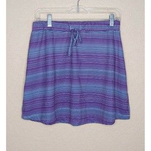 Tehama Athletic Tennis Skirt Medium Purple Striped Zip Pockets Tie Waist Stretch